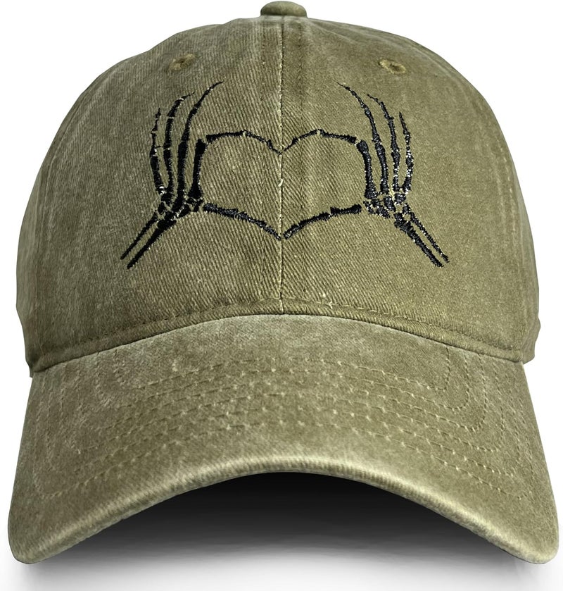 RLQWTKV Hand Skeleton Baseball Hat for Men Women Adjustable 3D Embroidered Skull Finger Cap - Image 1